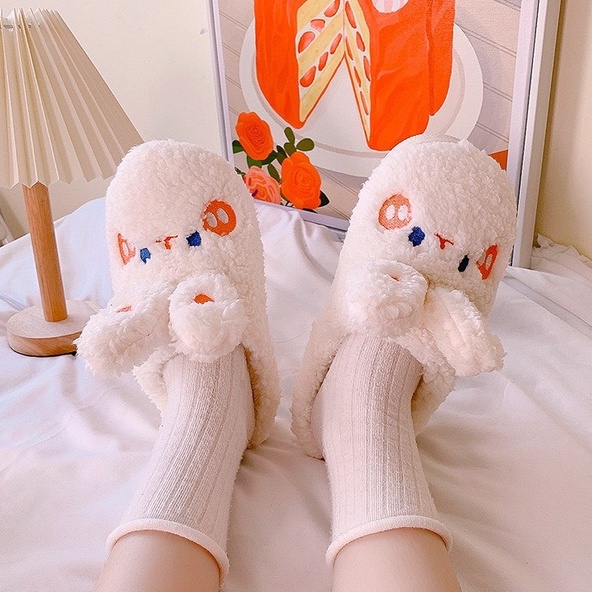 Dép Bông Gấu Xinh Xắn đi trong nhà, đi chơi ấm áp dễ thương Warm&amp;Cute A129