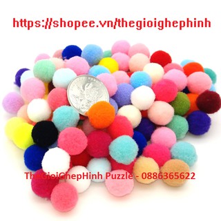 Túi khoảng 150 viên Pompom 1,5cm nhiều màu sắc