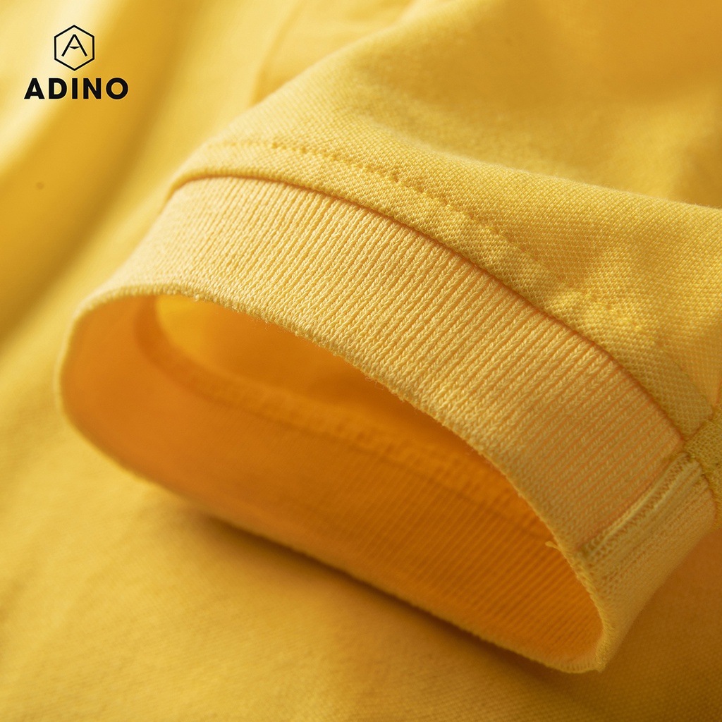 Áo phông nam có cổ màu vàng ADINO vải cotton polyester dáng công sở slimfit hơi ôm trẻ trung PL43