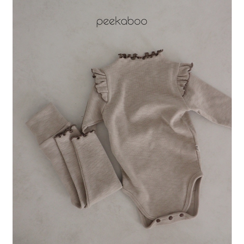 (Chính hãng) Bộ suit dài tay cánh tiên kèm quần cạp5cm cotton gân thu đông Sharon PEEKABOO made in Korea bé gái bánh bèo