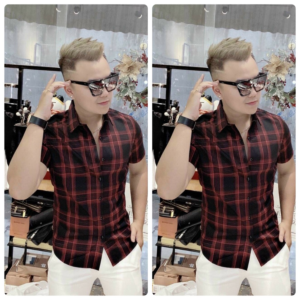 Áo sơ mi Nam ngắn tay thời trang lịch lãm, phối caro nhiều màu trẻ trung cho chàng dạo phố | BigBuy360 - bigbuy360.vn