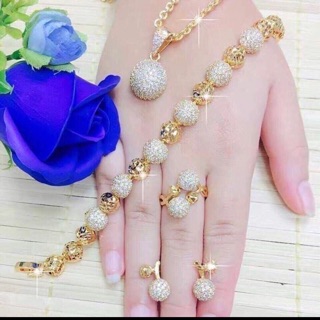 Set bộ trang sức kiểu bi 4 món mạ vàng 18