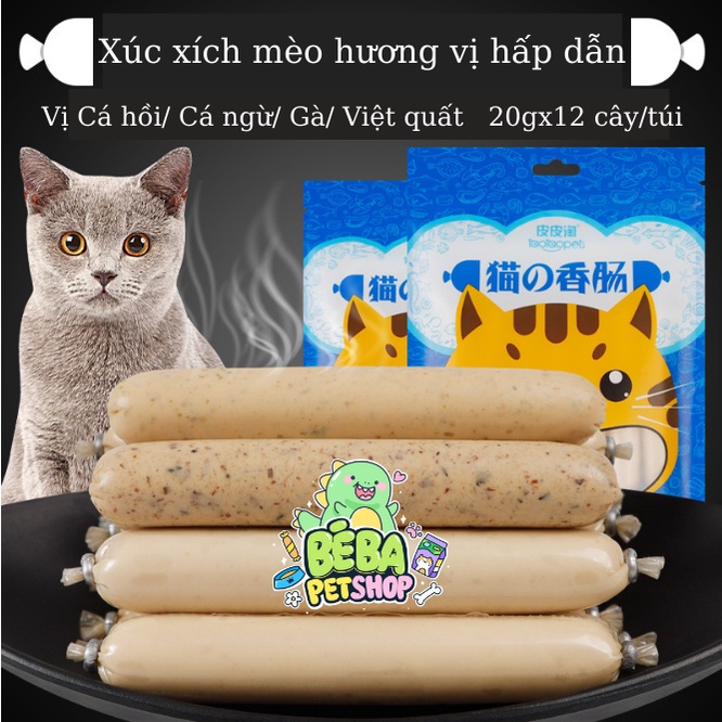 Xúc xích cho mèo Taotaopet ăn liền bổ sung dinh dưỡng, nhiều hương vị hấp dẫn 20g/cây (lẻ 1 cây)