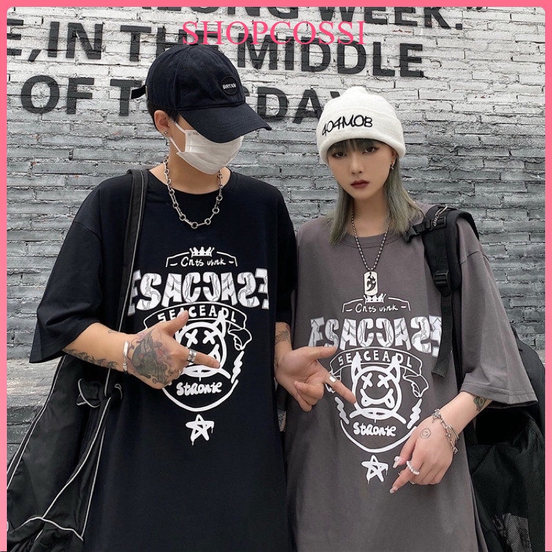 Áo thun tay lỡ nam nữ, áo phông unisex form rộng chất cotton mát mịn thấm hút mồ hôi in hình ngôi sao