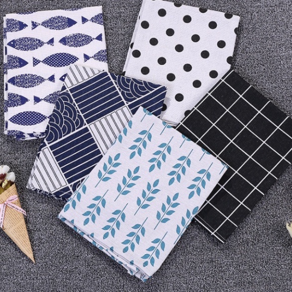 Khăn vải Canvas Nhiều Mẫu Dễ Thương / Vải họa tiết hoạt hình, chữ, thổ cẩm, sọc caro decor trang trí
