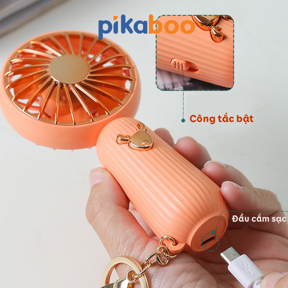 Quạt sạc cầm tay mini Pikaboo có 4 gam màu pastel hiện đại kích thước nhỏ gọn gió mát bằng chất liệu nhựa ABS