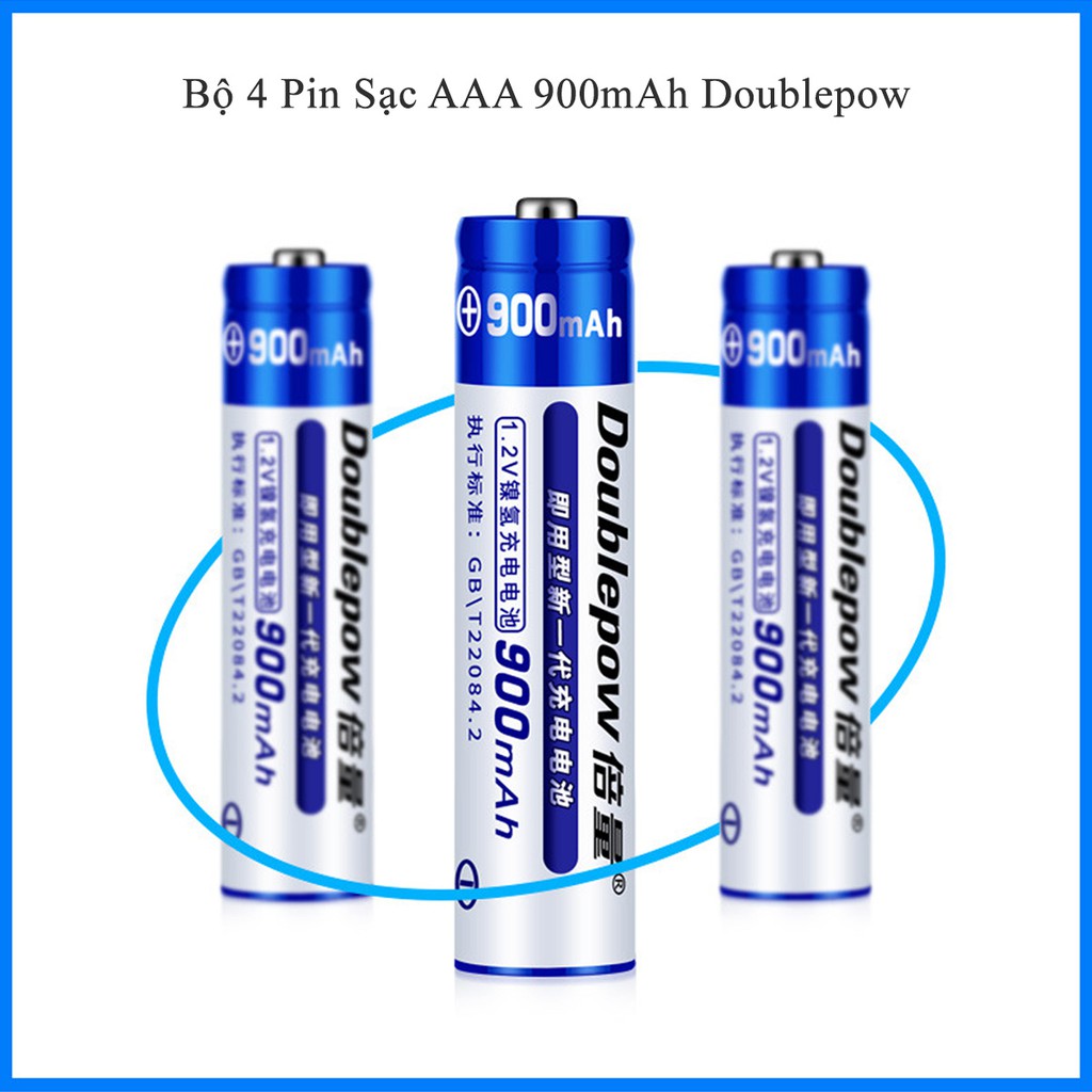 Bộ 4 Pin Sạc AAA 900mAh Doublepow - Pin Tiểu Sạc AAA