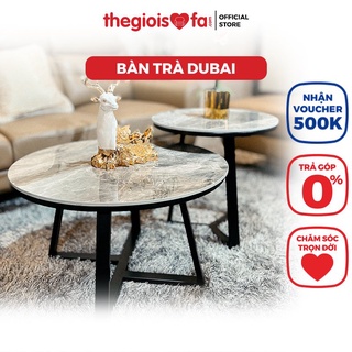 Mua Bàn trà phòng khách nhỏ Dubai bàn trà mặt đá khung kim loại cao cấp dubai01