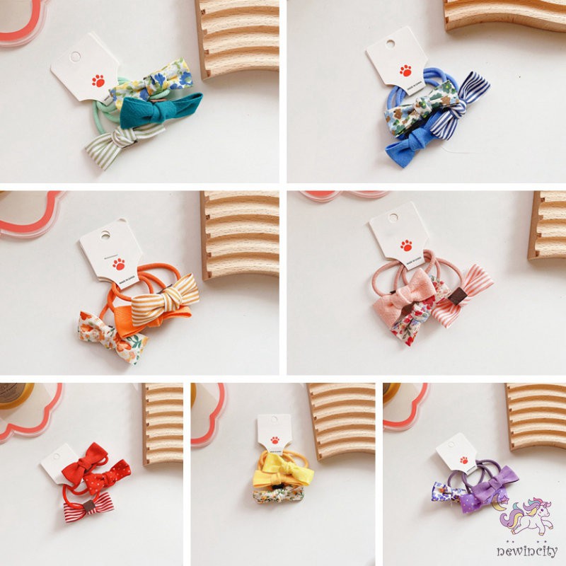 Băng Đô Nơ In Họa Tiết Hoa Nhiều Màu Sắc Phong Cách Hàn Quốc Cho Bé Gái