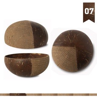 Chén (Bát) Gáo Dừa Họa Tiết Hoa Văn One4One (14 - 15cm) / Pattern Coconut Bowl
