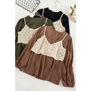 set áo sơ mi + áo 2 dây