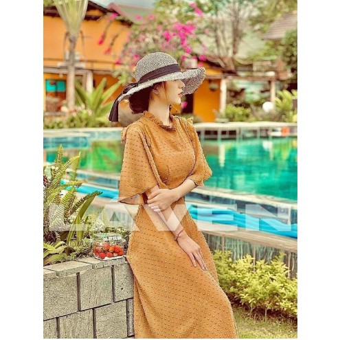 ĐẦM REN BI NỔI CỘT NƠ LƯNG