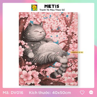 Tranh tô màu số hoá METIS Tranh Động Vật Con Mèo Lười DV016 - Hàng Chính Hãng