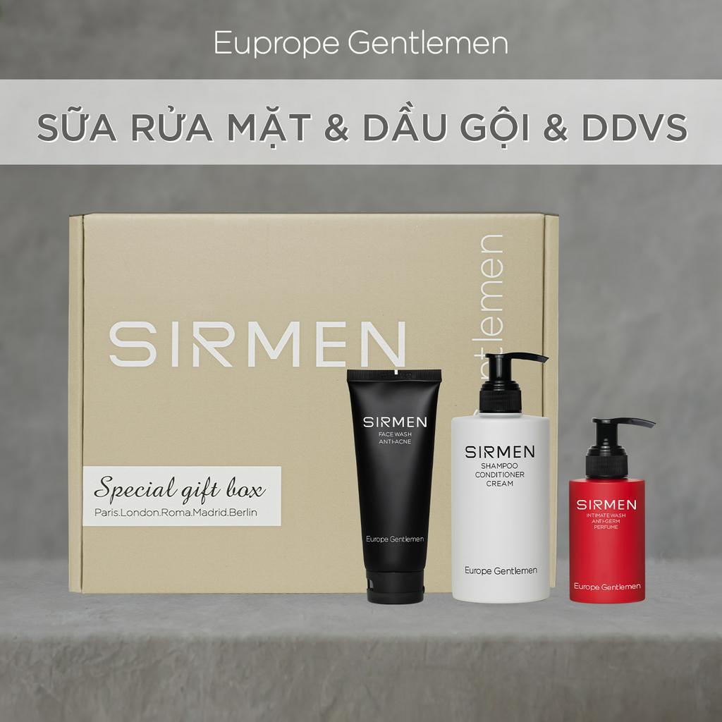 Combo Dung dịch vệ sinh nam 100g Sữa rửa mặt 100g  và Dầu gội hương nước hoa châu Âu 320g SIRMEN Europe Gentlemen