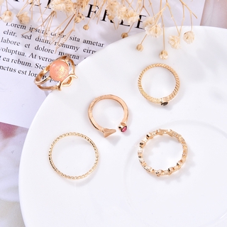Bộ 5 Chiếc Nhẫn Nữ Thời Trang Đơn Giản