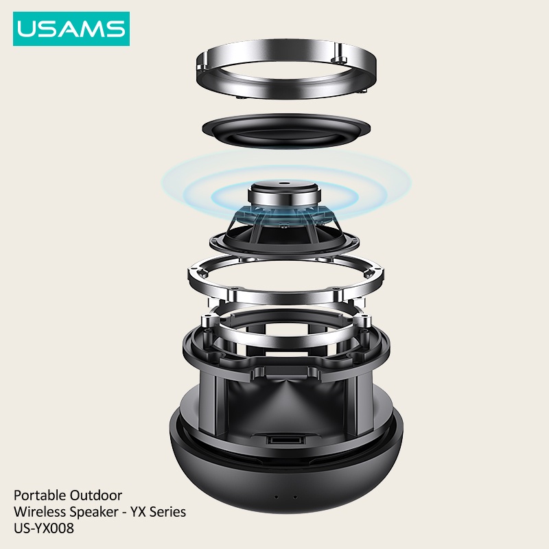 Usams Loa Bluetooth 5.0 Không Dây IPX6 Chống Nước Kèm Phụ Kiện