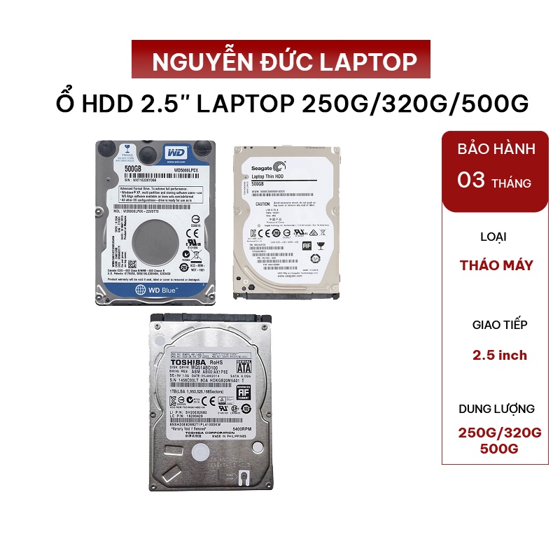 Ổ HDD 2.5'' LAPTOP BÓC MÁY 250G 320G 500G TẶNG KÈM : Box Ổ Cứng 2.5 Orico 2577U3