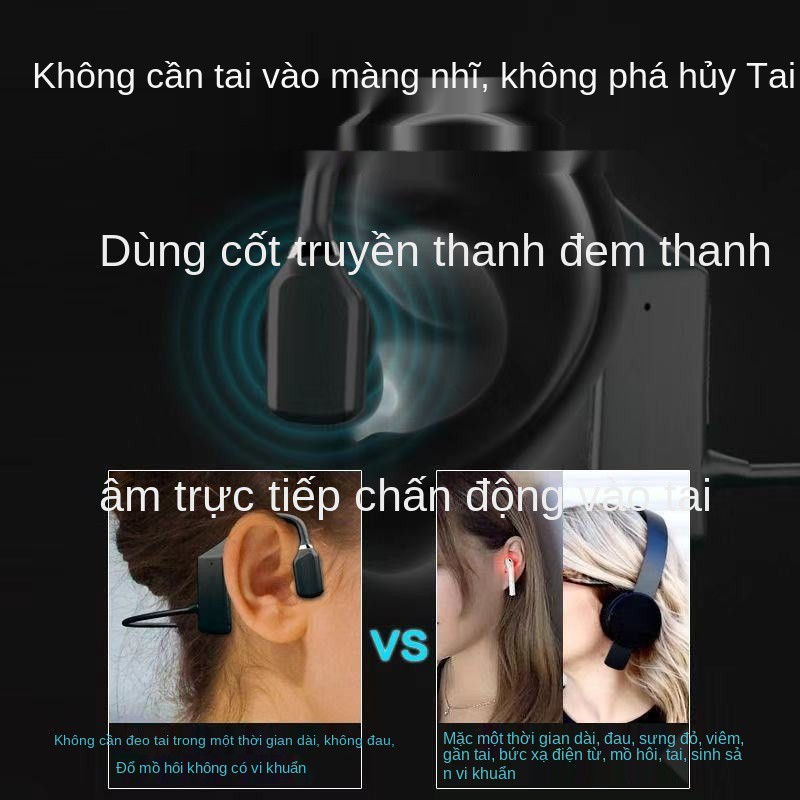 Tai nghe Bluetooth in-ear lái xe thể thao không dây gắn trên đầu Khái niệm dẫn truyền xương Thời lượng pin chờ cực l