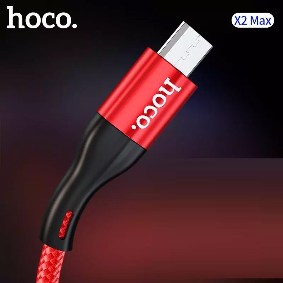 Cáp sạc nhanh Hoco X2 Max Micro USB sạc nhanh 3A, đầu sạc chống gập, dây dù truyền dữ liệu cho Android dài 0.25m