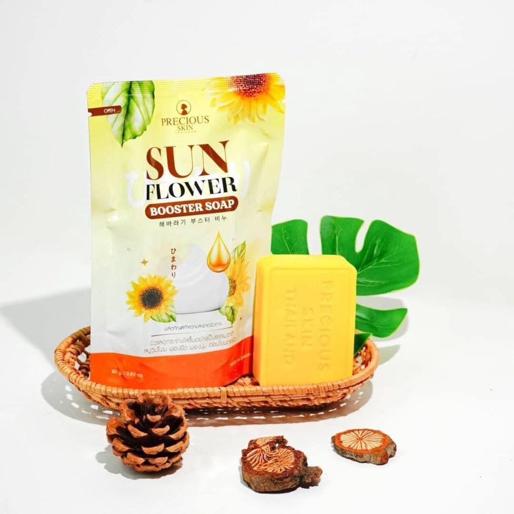 01 Xà Bông Phục Hồi Dưỡng Trắng Da Hoa Hướng Dương Sun Flower Booster Soap Thái Lan 80gramm