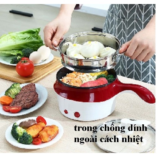 [Nồi Lẩu Đa Năng,Nồi MiNi,Tay Cầm ]Nồi Cơm Điện Mini Đa Năng Tay Cầm  - Tặng Kèm Khay Hấp