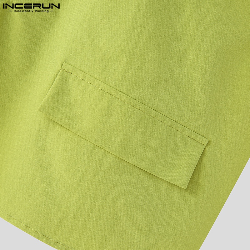 Áo ghi lê INCERUN cổ chữ v màu trơn phong cách hippy punk thời trang dự tiệc cho nam giới