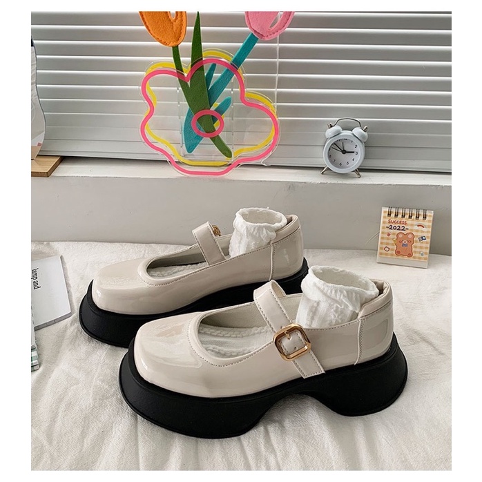 Giày búp bê có đế cao tiểu thư mũi vuông Mary Jane Yannie Lolita