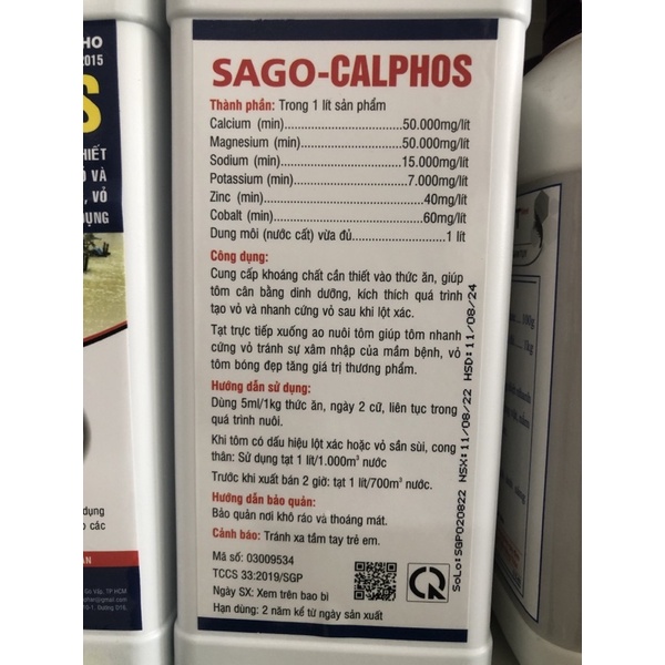 SAGO CALPHOS, CUNG CẤP KHOÁNG CHẤT CẦN THIẾT CHO TÔM