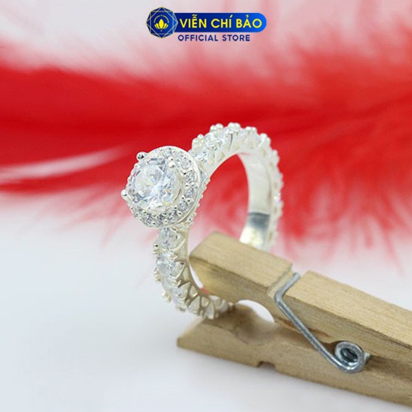Nhẫn bạc nữ thời trang đính đá trắng bạc S925 thời trang phụ kiện trang sức nữ trẻ trung Viễn Chí Bảo N400130x