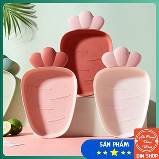Đĩa củ cà rốt pastel xinh xắn có nắp đựng tăm ( đĩa ăn dặm đựng trái cây , đô ăn vặt xinh xắn )