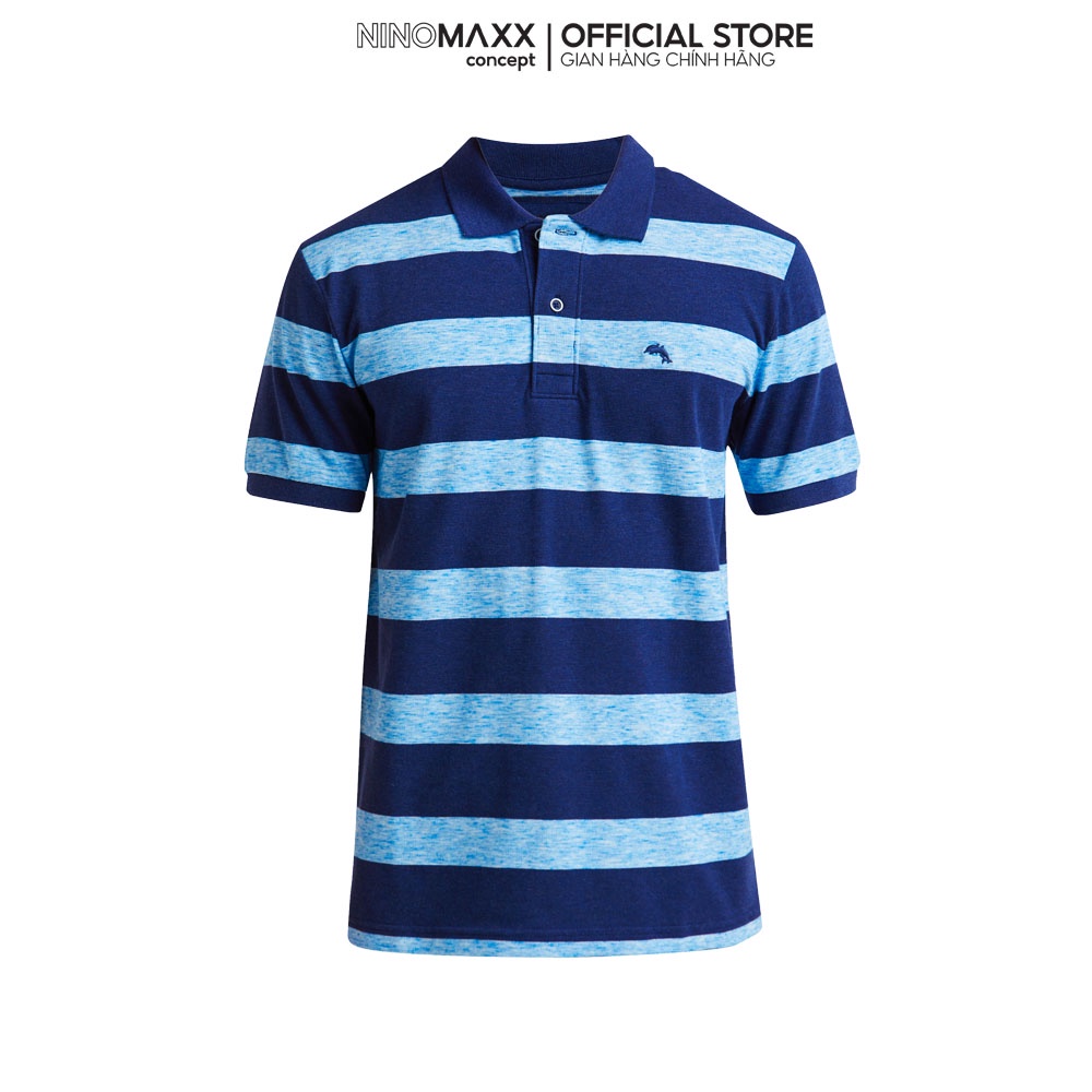 Ninomaxx Áo Thun Polo Nam cổ bẻ có sọc ngang xanh trắng – 1906002