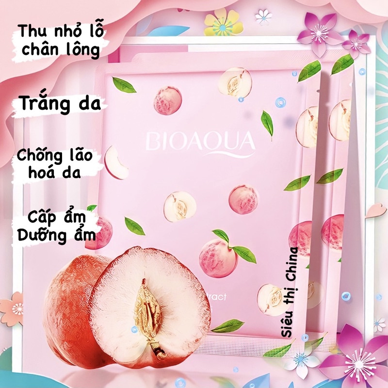 Miếng Mặt Nạ Đào BIOAQUA PEACH Trắng Da Dưỡng Ẩm Thu Nhỏ Lỗ Chân Lông Mask Giấy Nội Địa Trái Đào Hồng Siêu Hot IMAGES