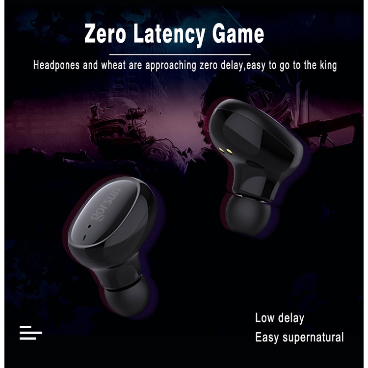 Tai Nghe Không Dây GORSUN V8S Bluetooth TWS 5.0 In-Ear Âm Thanh Nổi Cảm Ứng Vân Tay Hộp Sạc 1800mAh Bảo Hành Hành 12Th