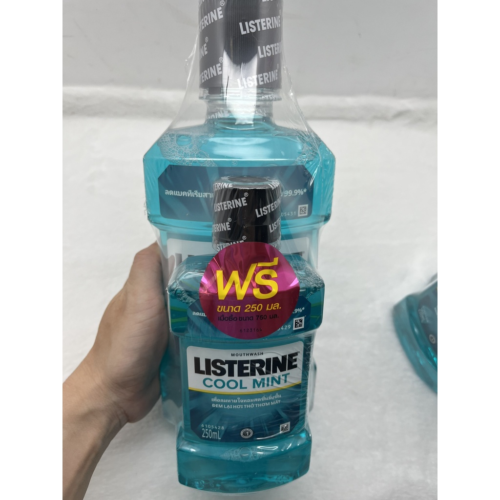 Combo 2 Chai Nước Súc Miệng Listerine Coolmint Thái Lan 250ml / 750ml +250ml