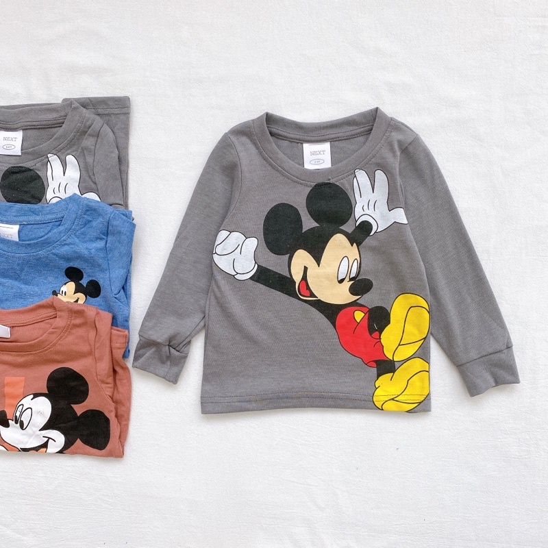 Set 3 áo dài tay cho bé trai in hình mic.key cân nặng từ 10-24 cân