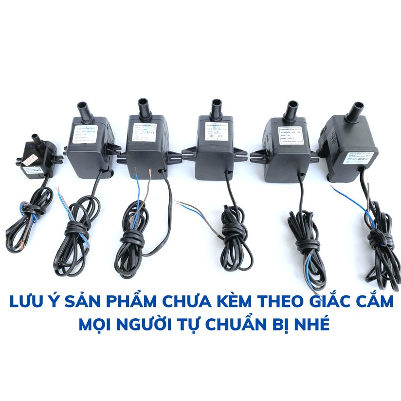 Bơm chìm mini, 4W 8W 13W 16W 18W 25W điện 220V, Bơm quạt hơi nước, Bể cá thủy sinh, Hòn non bộ, Thác nước