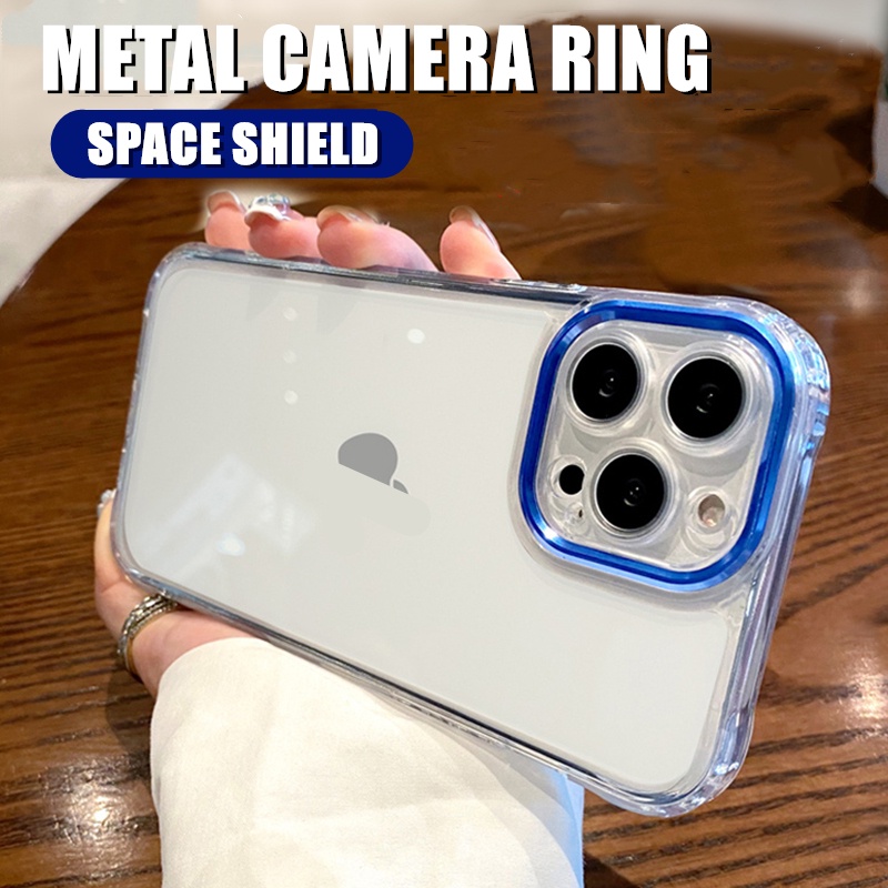Ốp lưng Silicone Mềm Trong Suốt Chống Sốc Có Vòng Nhẫn Kim Loại Cho iPhone 13 12 11 Pro Max X XR XS 7 8 Plus 12 Pro 13 Pro Max