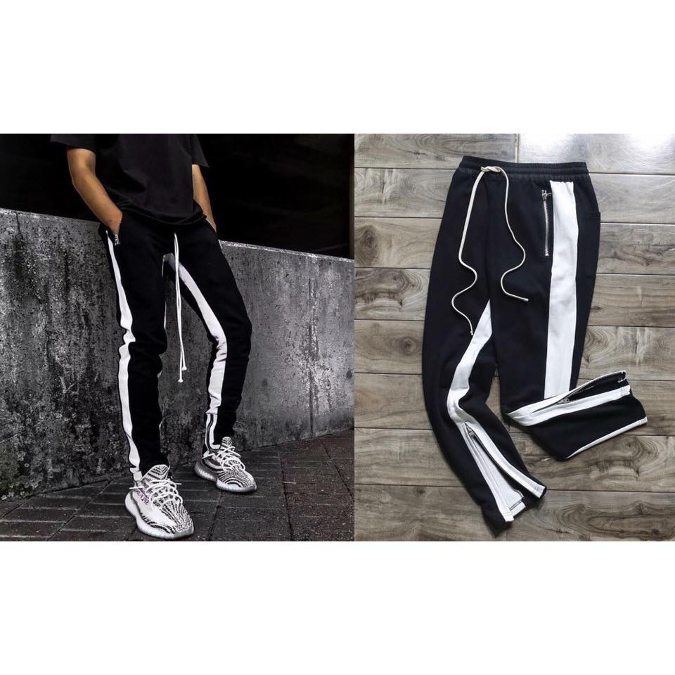 Track Pants Zipper 2 Line - Retro Pants Zip Double Line - Quần nỉ khóa zip 2 sọc trong ngoài siêu sale