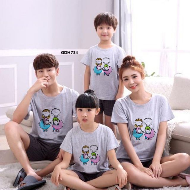 Áo gia đình siêu dễ thương chất cotton 100% và quần chất thun da cá cao cấp