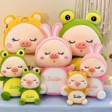Gấu Bông Heo Biến Hình , Thú Nhồi Bông Heo Smile Mềm Mịn Đủ Size 35Cm-45Cm-60Cm