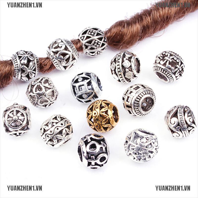 Bộ 10 cái vòng rỗng bện tóc cuốn lọn dài kiểu Viking bằng hợp kim cổ điển