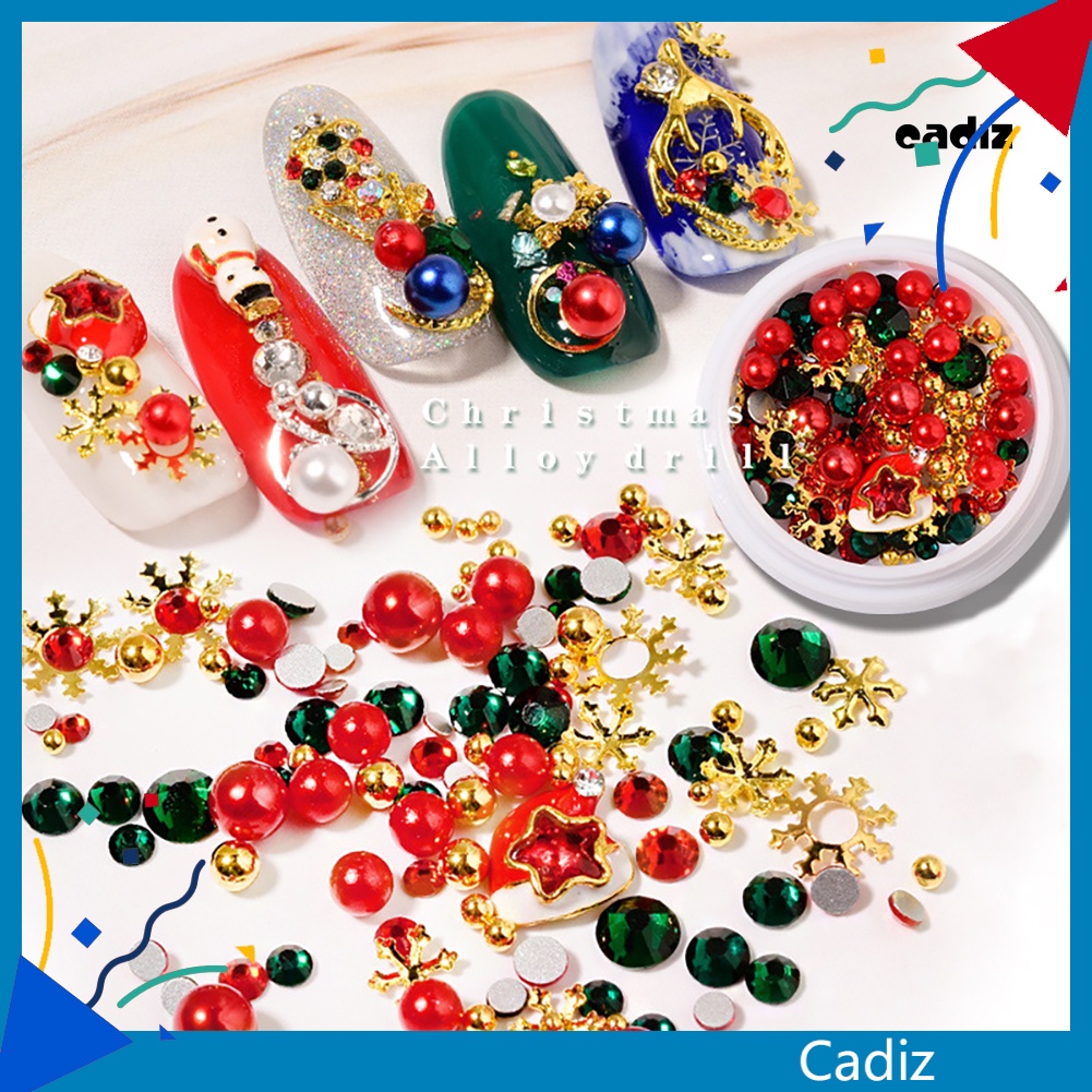 Hộp Phụ Kiện Đinh Tán Hình Bông Tuyết Trang Trí Móng Tay