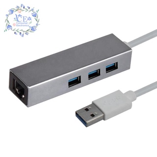 USB3.1 Hub Gigabit Ethernet Network Adapter+3 Port Hub USB 3.0 to RJ45 10/100/1000M Lan Card for Macbook Windows 10
