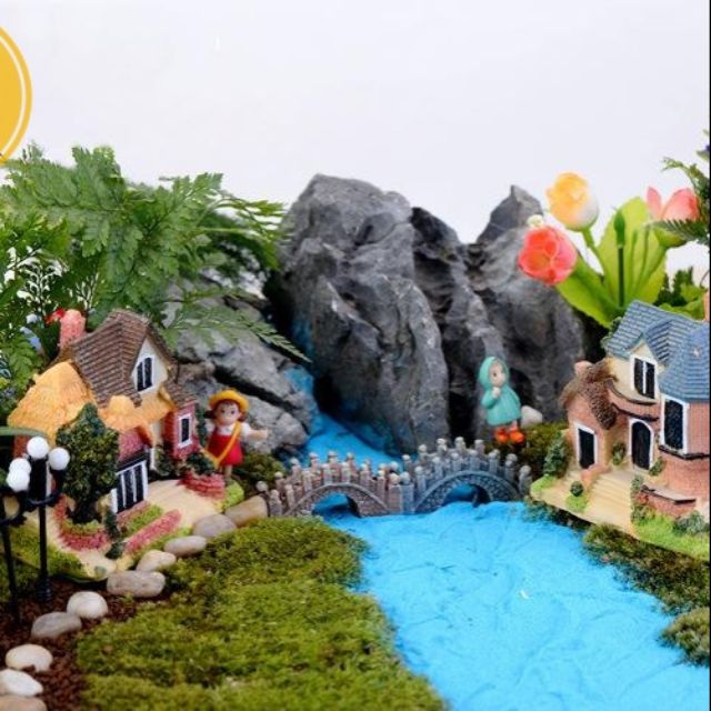 Nhà biệt thự Size 6*7cm làm phụ kiện trang trí terrarium, sen đá, xương rồng, cây cảnh mini, câu để bàn