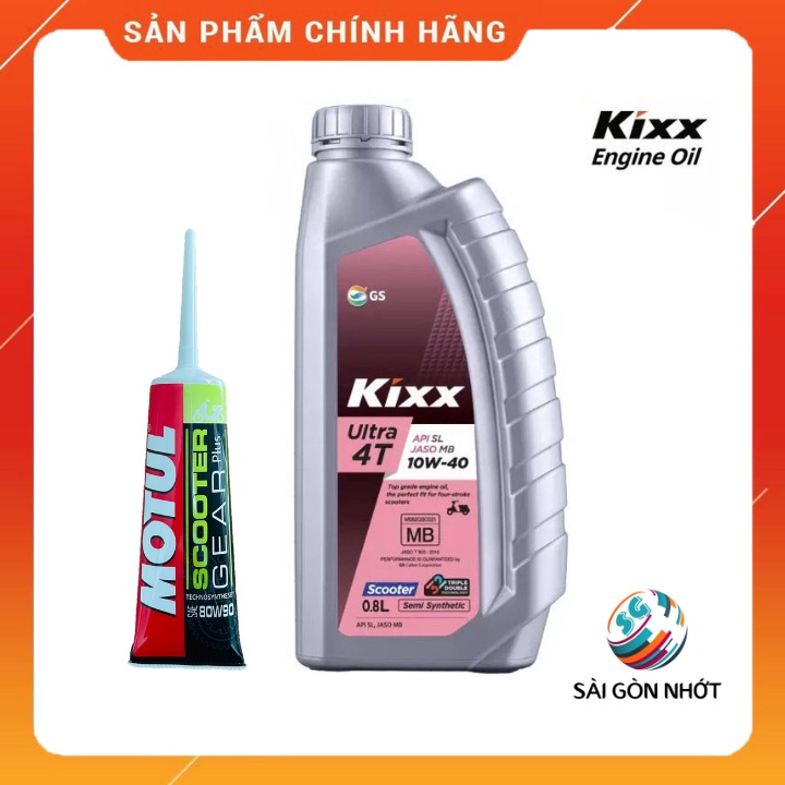 Nhớt Tổng Hợp Xe Tay ga Kixx Ultra 4T Scooter 10w40 800ml + Nhớt Lap Motul