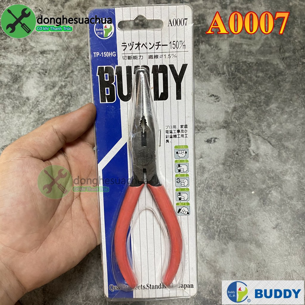 Kềm mỏ nhọn Buddy A0007 150mm Đài Loan