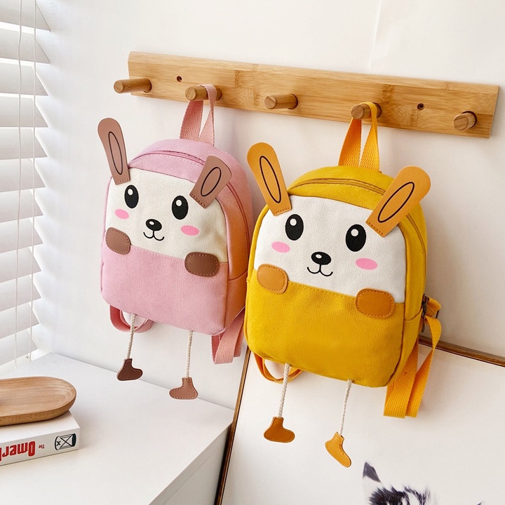 Balo MiNi Hình Thỏ Con 3D Cho Bé Trai, Bé Gái Đi Nhà Trẻ Size 23cm vào thô dày dặn, bền đẹp BALO-537