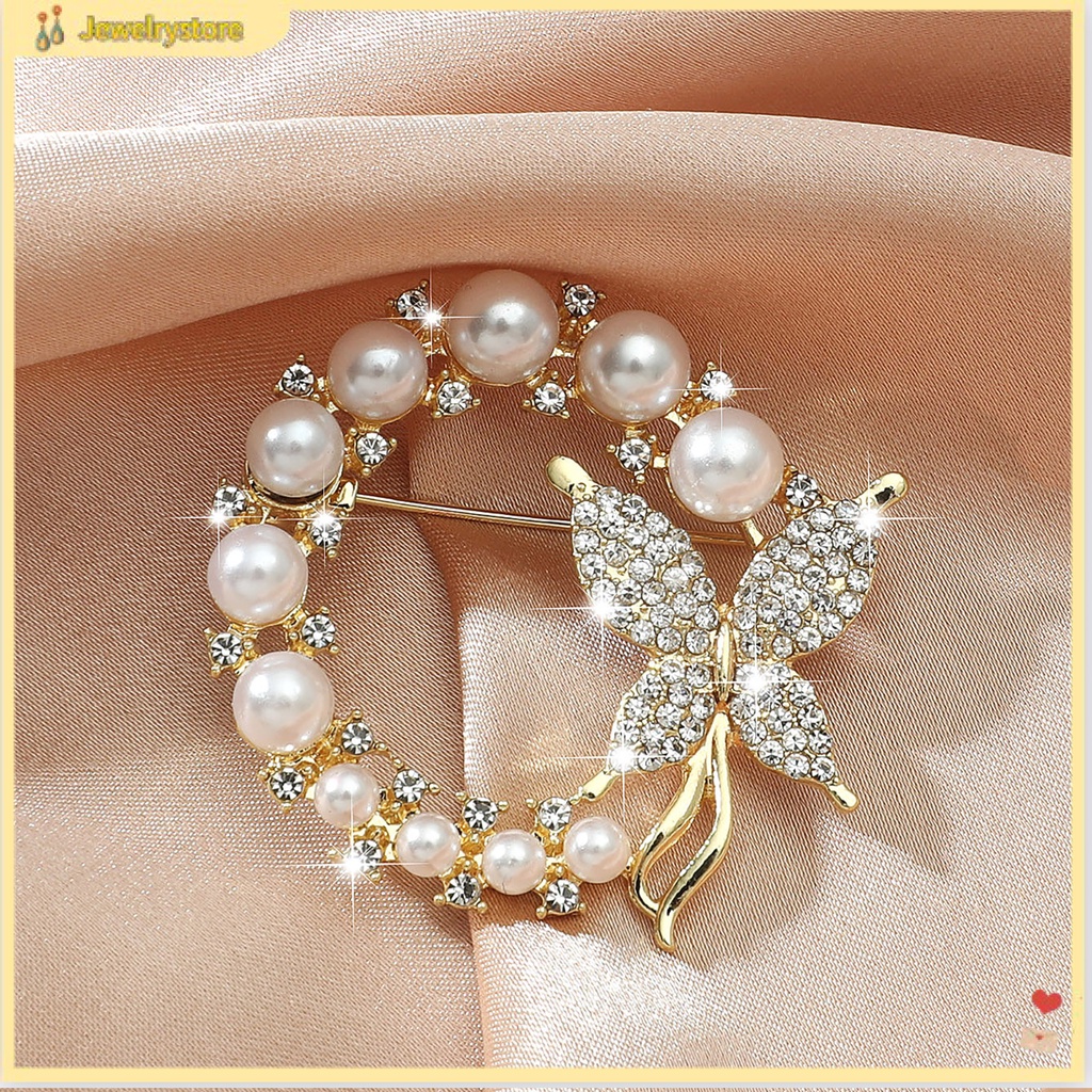 (jewelrystore) Ghim Cài Áo Hình Tròn Đính Ngọc Trai Giả Sang Trọng Cho Nữ