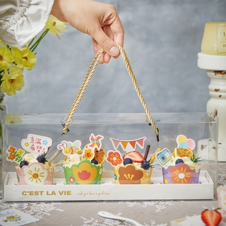 Dụng cụ nướng bánh chuyên dụng | Bộ 5 hộp đựng bánh Cupcake 4 cái tiện dụng