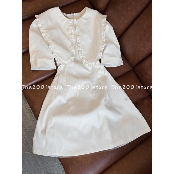 THE2001STORE | Đầm cổ bèo nữ đính ngọc phong cách Hàn Quốc